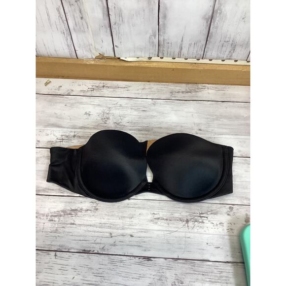 Victoria's Secret Women Biofit Multiway Strapless Bra Size 34B Black Satin - Picture 1 of 4